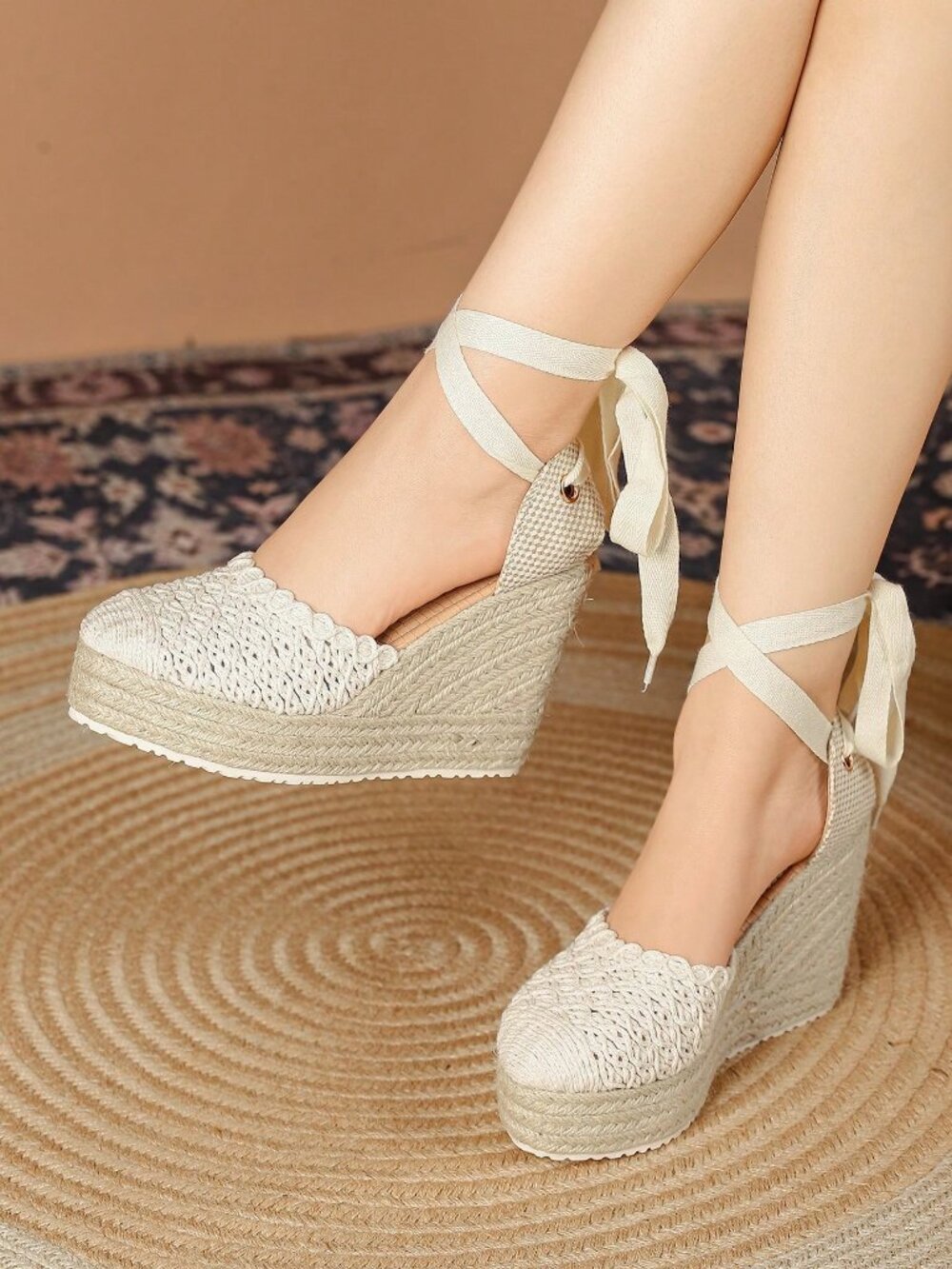 Apricot Bohemian Women's Platform Wedge Heels